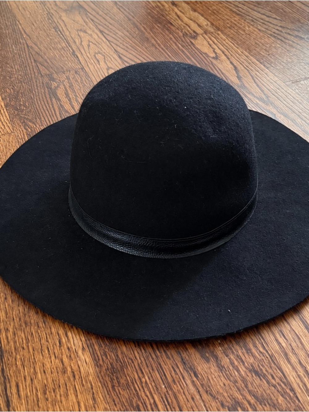 G.H. Bass Women’s Black Wide-brim Wool Felt Fedora One Size Boho Festival - Picture 2 of 6